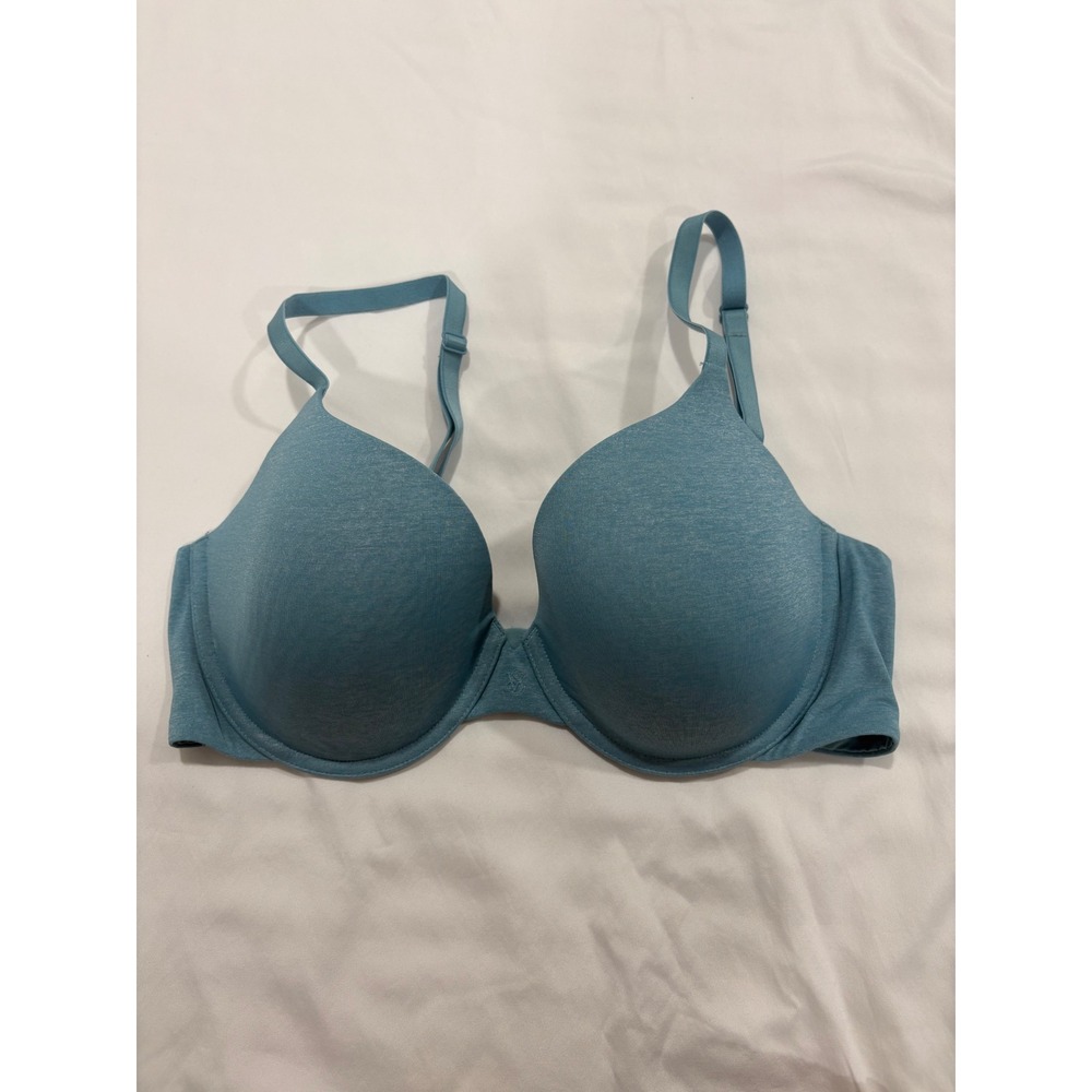 Victoria's Secret Uplift Semi Demi Heathered Light Blue T-Shirt Bra Size 36D